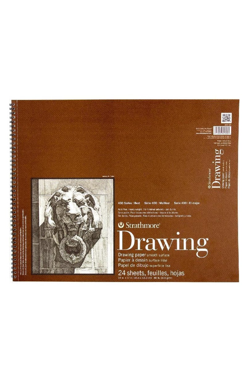 دفتر رسم مثقب ١٣٠ غ/م²، أبيض، ١٤ × ١٧ بوصة، ٢٥ ورقة