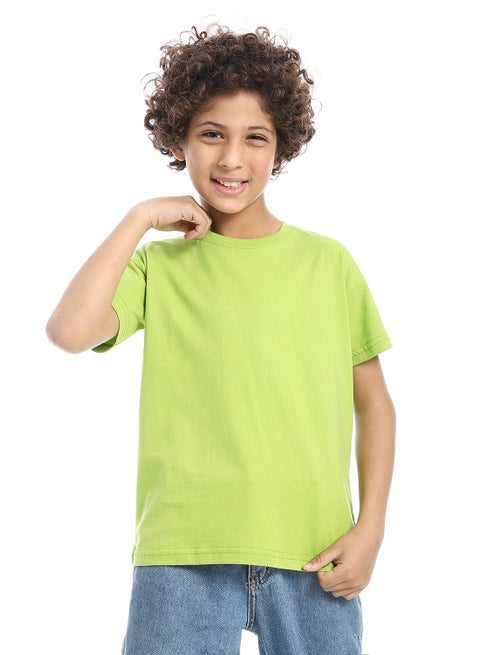 Crew Neck Basic Boy's T-Shirt_Light Green