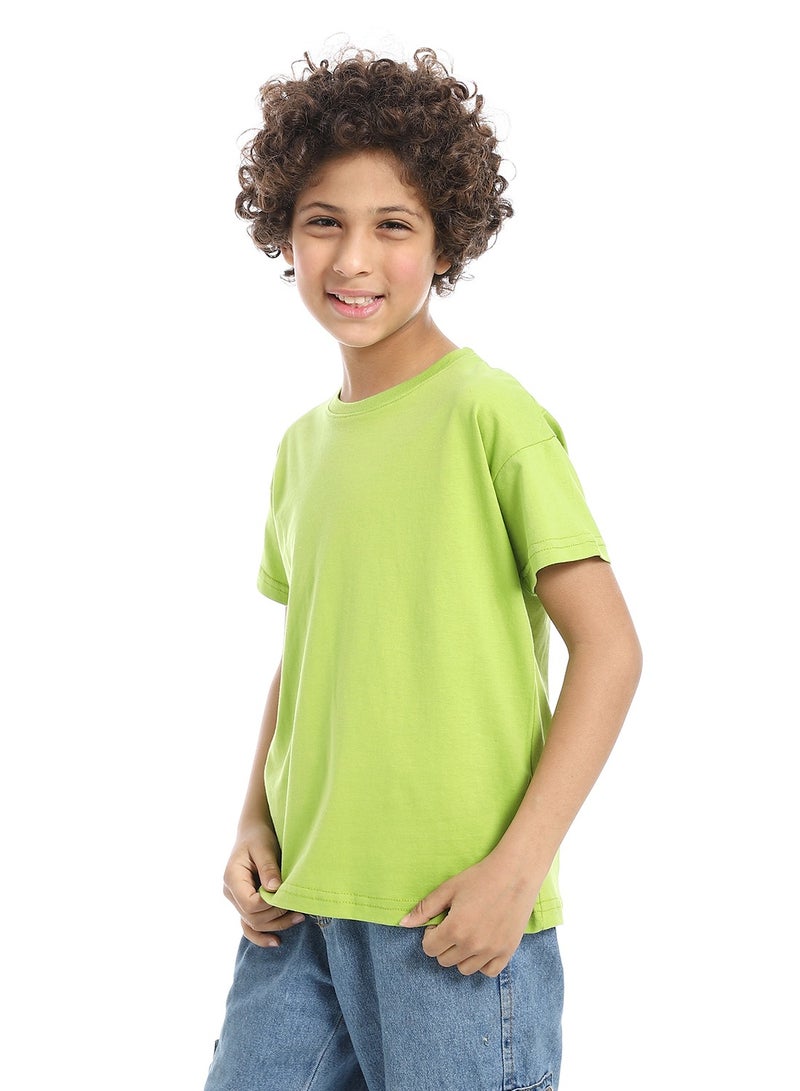 Andora Crew Neck Basic Boy's T-Shirt_Light Green - Image 2