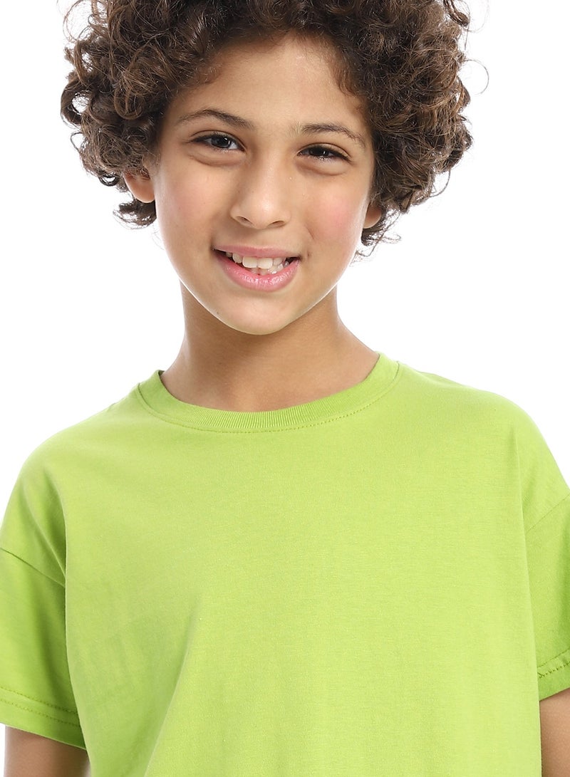 Andora Crew Neck Basic Boy's T-Shirt_Light Green - Image 4