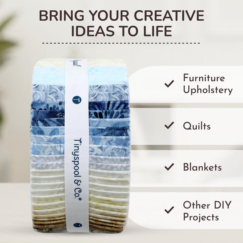 Tinyspool & Co. شرائط قماش جلي رول من Tinyspool & Co. للتطريز، الحرف اليدوية، والخياطة، مجموعة متنوعة من 40 شريط، قطن ناعم للبطانيات، السجاد، التنجيد، ديكور المنزل، وصنع الحقائب، تيدبول - Image 3