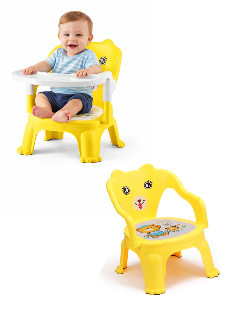 Toshionics Baby Small Chair Feeding Chair with Detachable Food Tray Portable and Lightweight Booster Seat for Toddlers Easy to Carry Mini Chair with Cushioned Cartoon Seat and Back Support Comfortable Seat Feeding Chair Small Stool for Babies Toddlers 3+ Years - Image 1