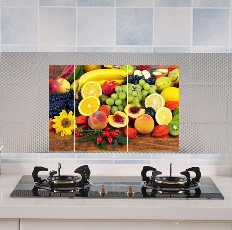 Decor Villa PVC Vinyl Fruits 3D Wall Sticker JUST Peel Stick New Modern Art Trendy Wall Stickers for Home Decoration Living RoomOffice Bedroom etc Size 58 CM X 88 CM Multicolor