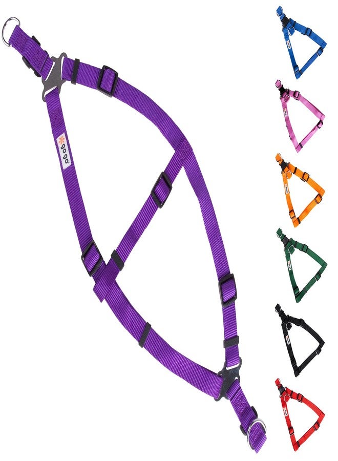 GOGO Pet Products Comfy Nylon 3/4-Inch Adjustable Easy Pet Harness, Medium, Purple - Image 1