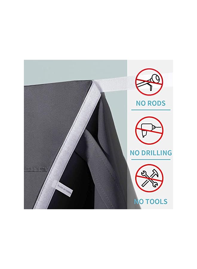 The Bros ستارة باب معتمة - ستائر نافذة باب ترينشيا المعزولة حرارياً للخصوصية لباب الفناء الفرنسي وباب المدخل وستارة ضوء جانبي قابلة للتثبيت، 1 لوح (66 * 244 سم، رمادي) - Image 3