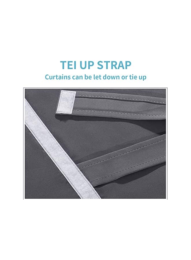 The Bros ستارة باب معتمة - ستائر نافذة باب ترينشيا المعزولة حرارياً للخصوصية لباب الفناء الفرنسي وباب المدخل وستارة ضوء جانبي قابلة للتثبيت، 1 لوح (66 * 244 سم، رمادي) - Image 4