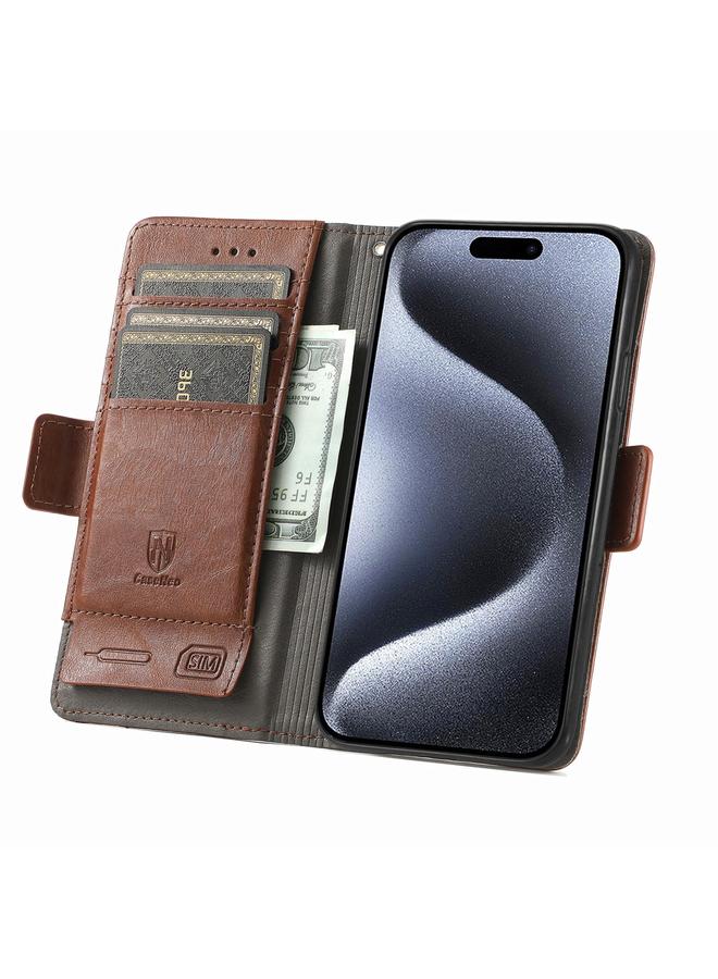 S-TOP Case For iPhone 16 Pro Max CaseNeo Splicing Dual Magnetic Buckle Leather Phone Case - Image 3