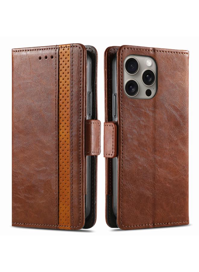 S-TOP Case For iPhone 16 Pro Max CaseNeo Splicing Dual Magnetic Buckle Leather Phone Case - Image 2