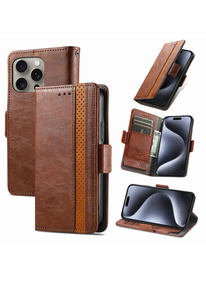 S-TOP Case For iPhone 16 Pro Max CaseNeo Splicing Dual Magnetic Buckle Leather Phone Case - Image 1