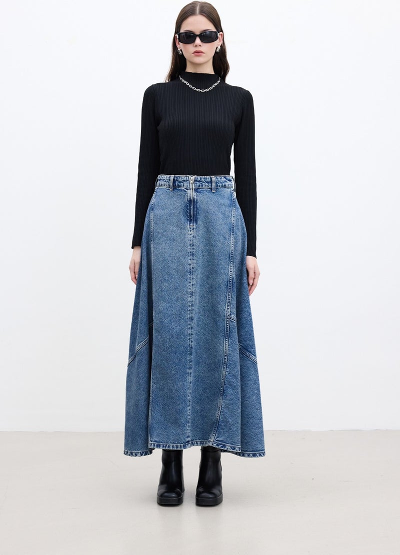 Manuka Flounce Denim Skirt Blue  - Image 3