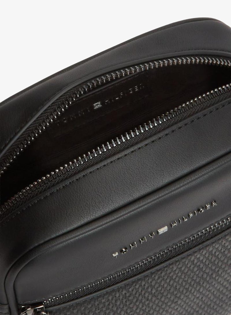 TOMMY HILFIGER Woven Panel Crossbody Reporter Bag - Image 4