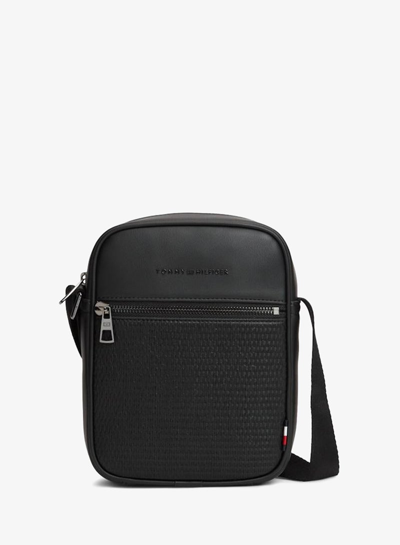 TOMMY HILFIGER Woven Panel Crossbody Reporter Bag - Image 1
