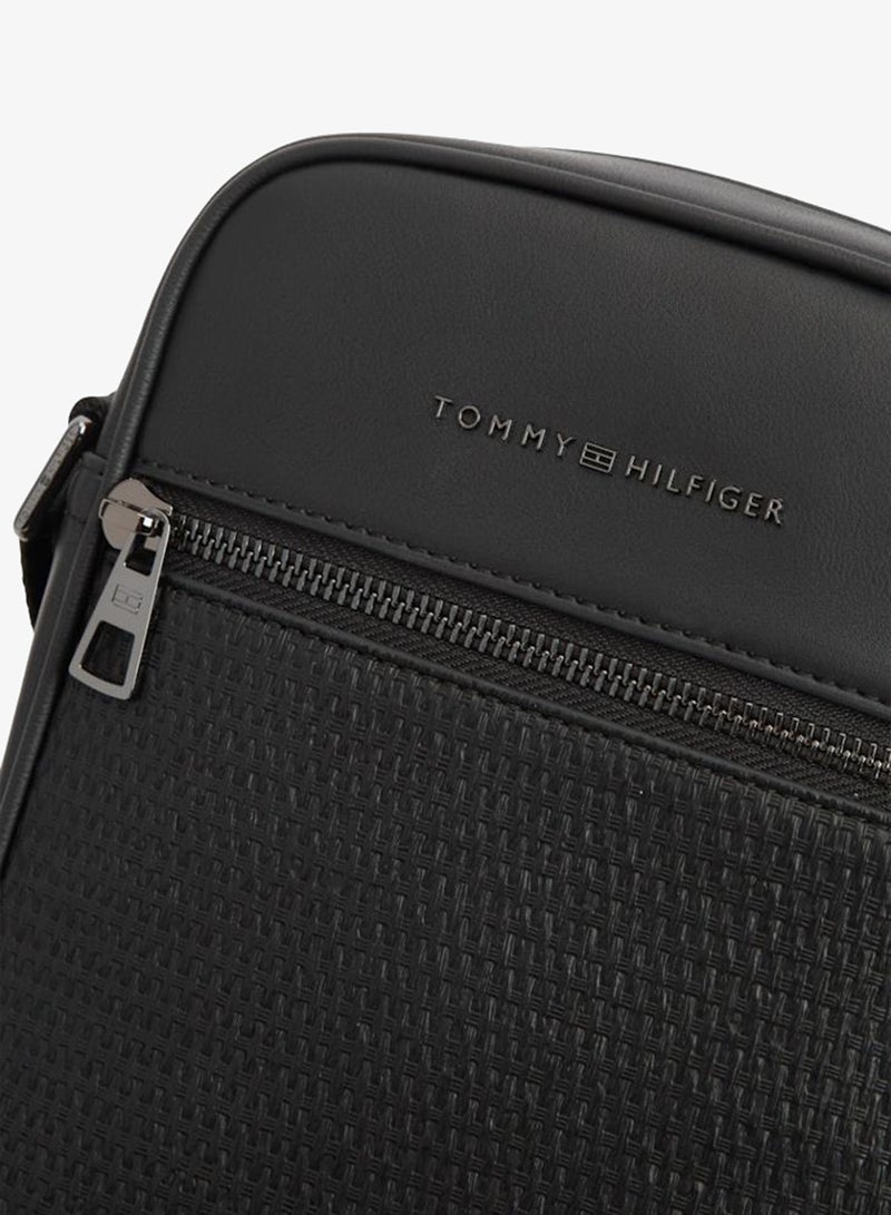 TOMMY HILFIGER Woven Panel Crossbody Reporter Bag - Image 3