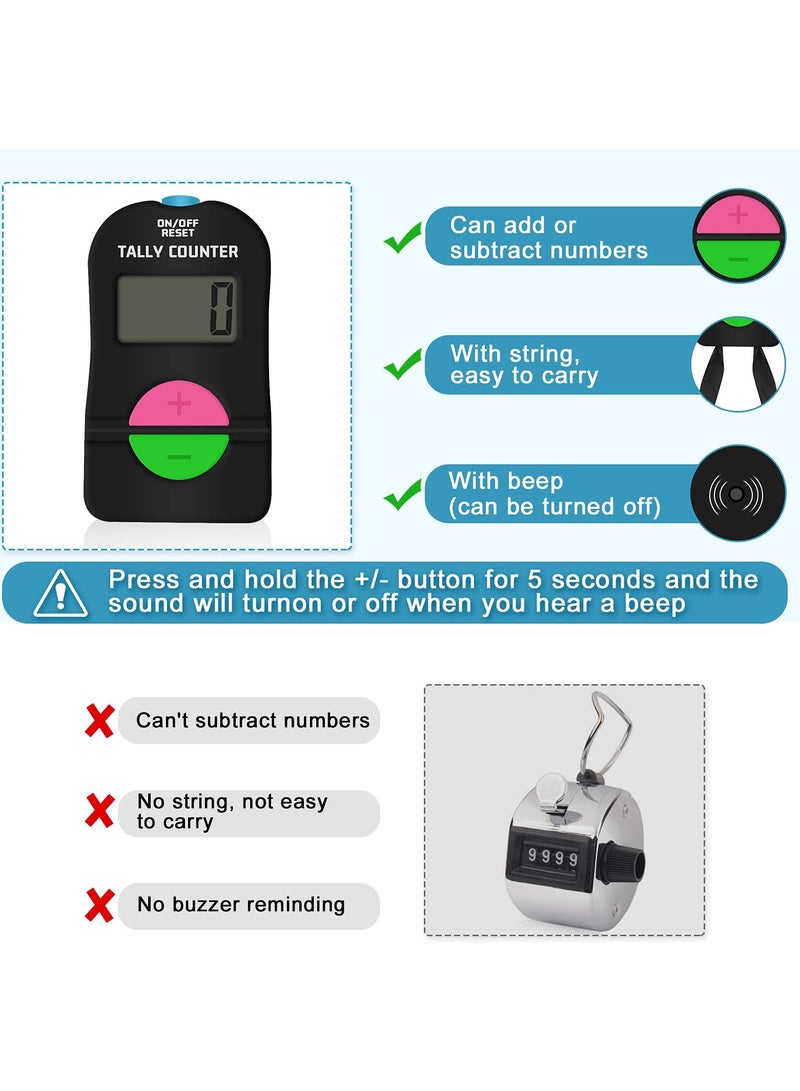 4 PCS Electronic Digital Hand Counter, Mini LCD Manual Clicker Counter, Golf Sport Counter, Electronic Adding, Subtracting Manual Clicker, Digital Hand Tally Counter(Black) - Image 3