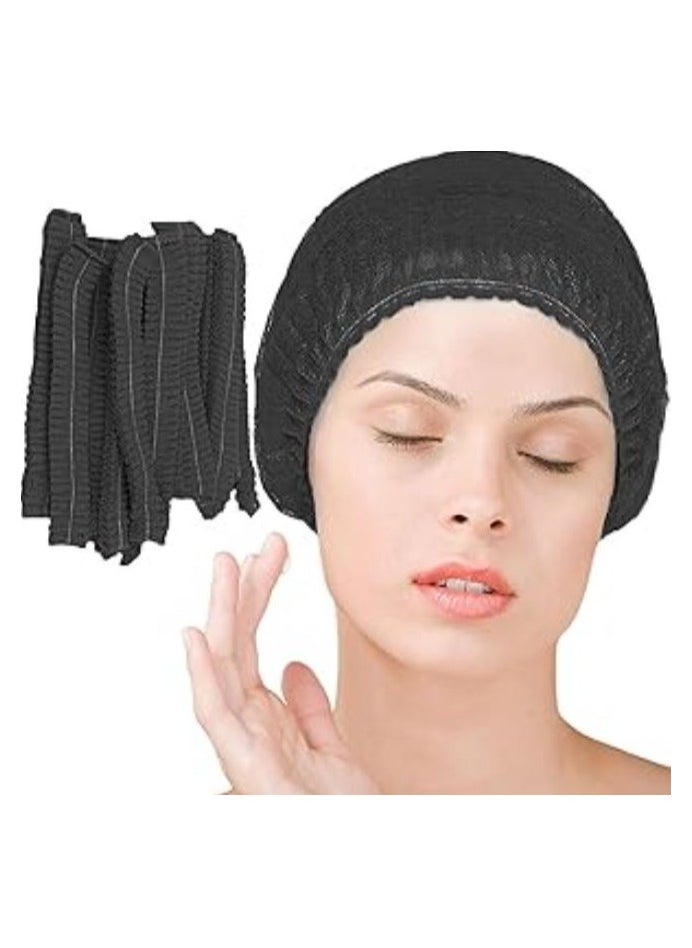 YASHFEEN - 100-Piece Disposable Surgical Caps, Hair Net Elastic Dust Cap for Food Service Kitchen Head Cover Black - Image 1