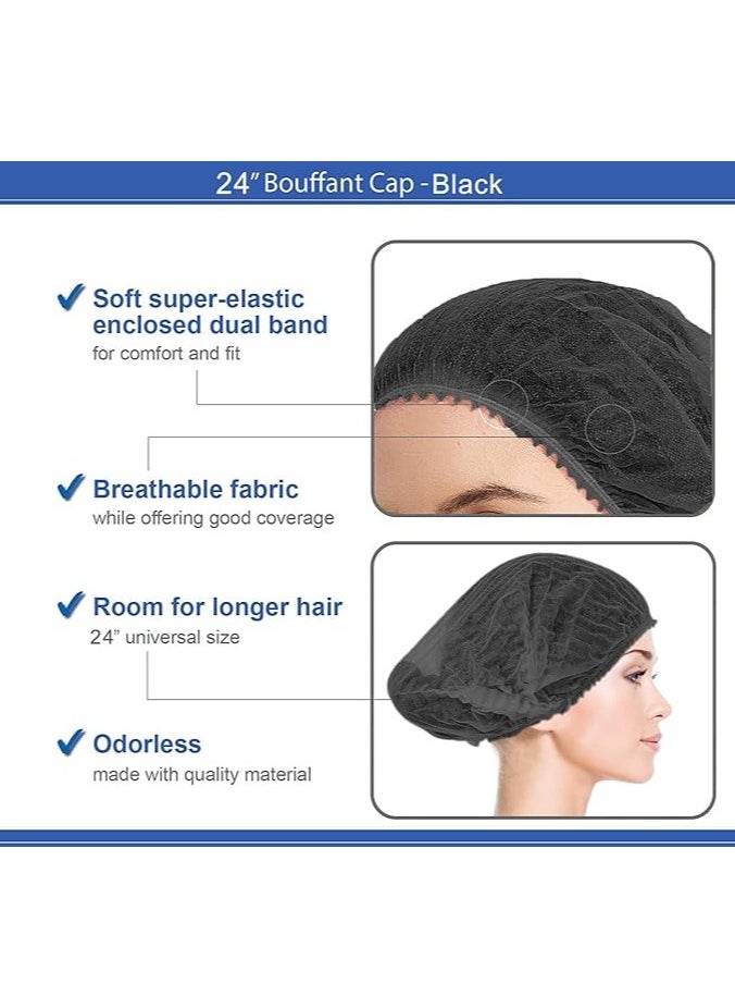 YASHFEEN - 100-Piece Disposable Surgical Caps, Hair Net Elastic Dust Cap for Food Service Kitchen Head Cover Black - Image 1