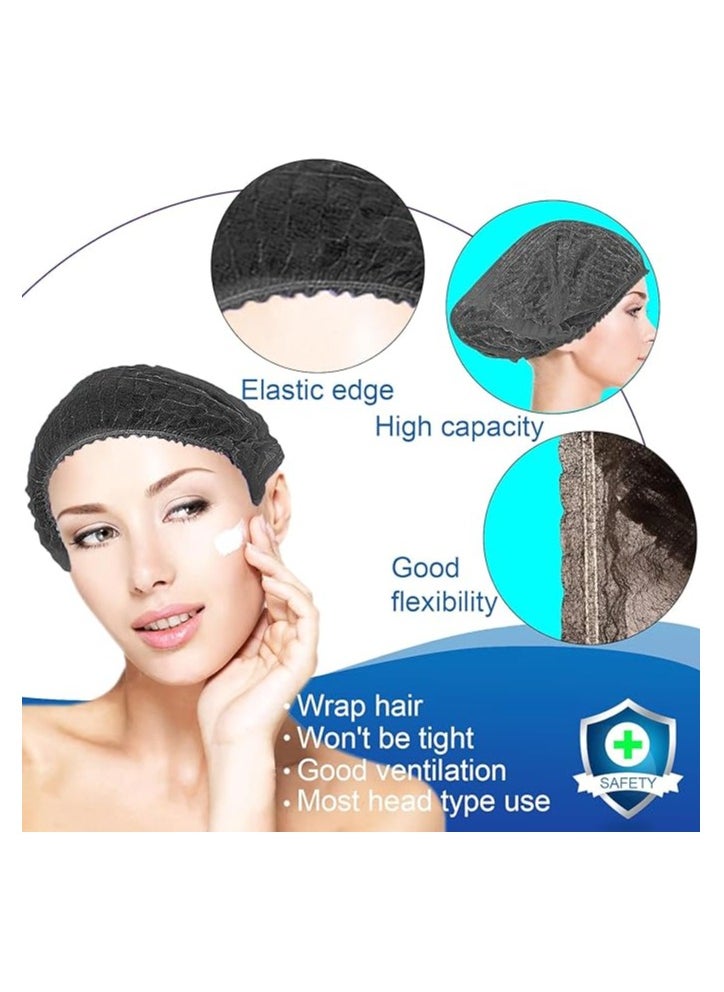 YASHFEEN - 100-Piece Disposable Surgical Caps, Hair Net Elastic Dust Cap for Food Service Kitchen Head Cover Black - Image 1