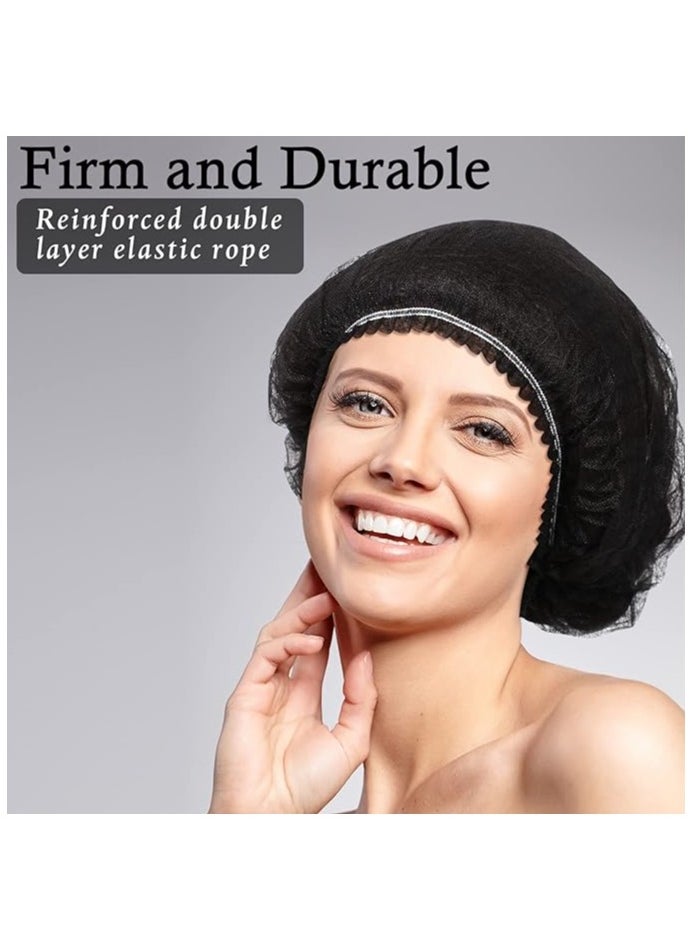 YASHFEEN - 100-Piece Disposable Surgical Caps, Hair Net Elastic Dust Cap for Food Service Kitchen Head Cover Black - Image 1