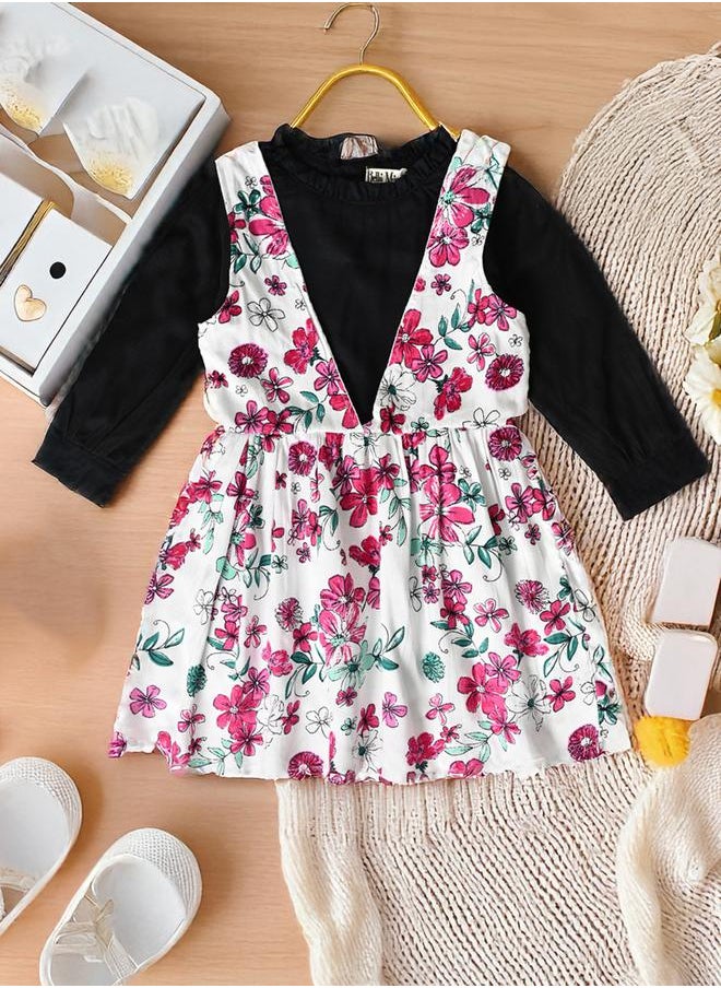 BELLA MODA Floral Print Fit and Flare Knee Length Dress by Styli  - Image 1