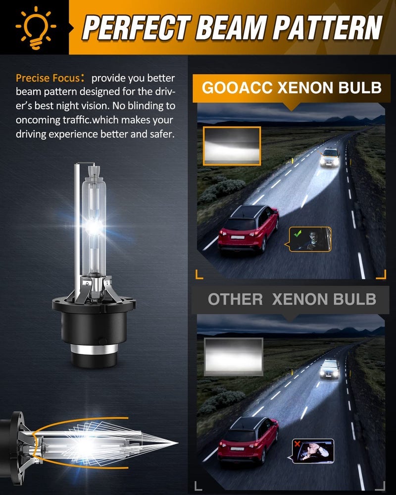 GOOACC D2S Hid Bulbs, Low Beam Xenon Headlight Bulb 6000k Diamond White 35w Replacement d2s bulb -2pcs - Image 2