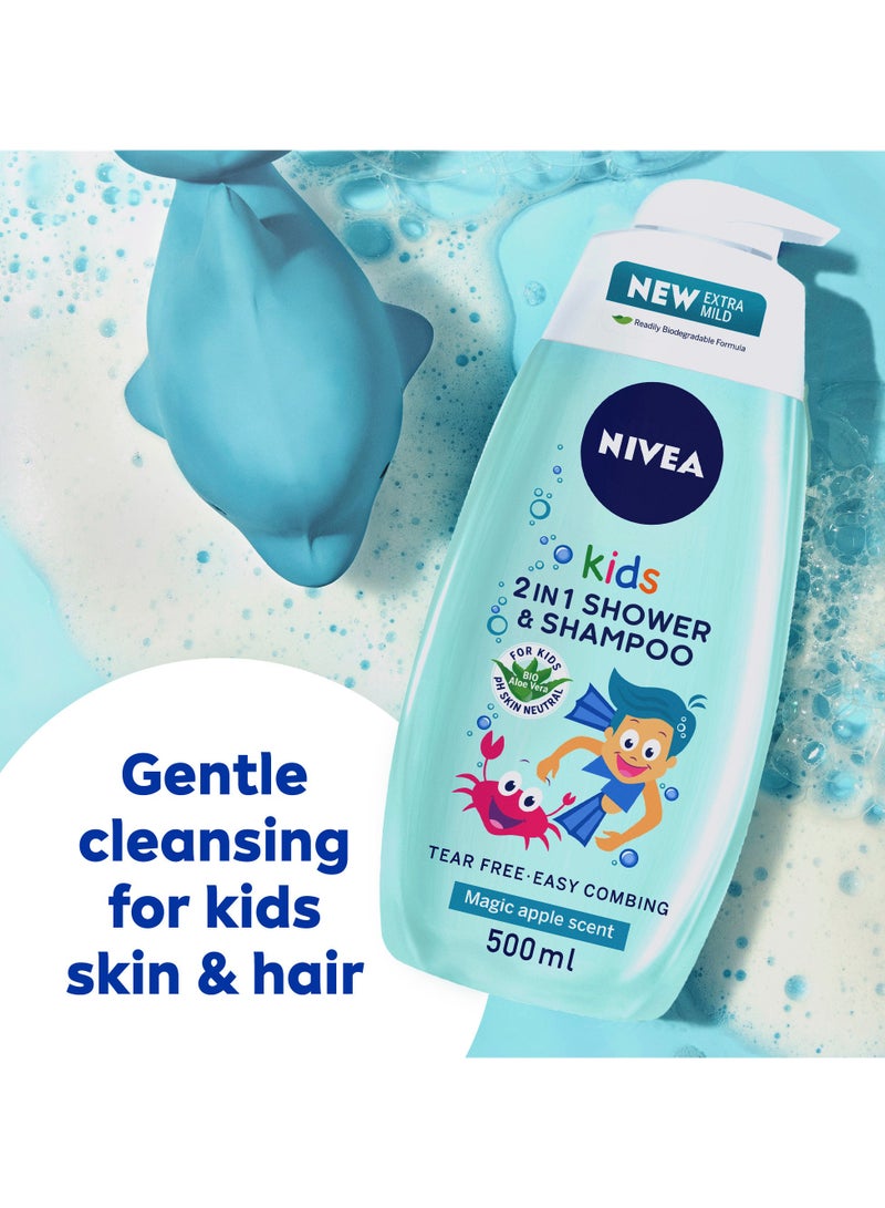 Nivea Kids 3 In 1 Shower And Shampoo Bath Bio Aloe Vera Apple Scent - Image 2