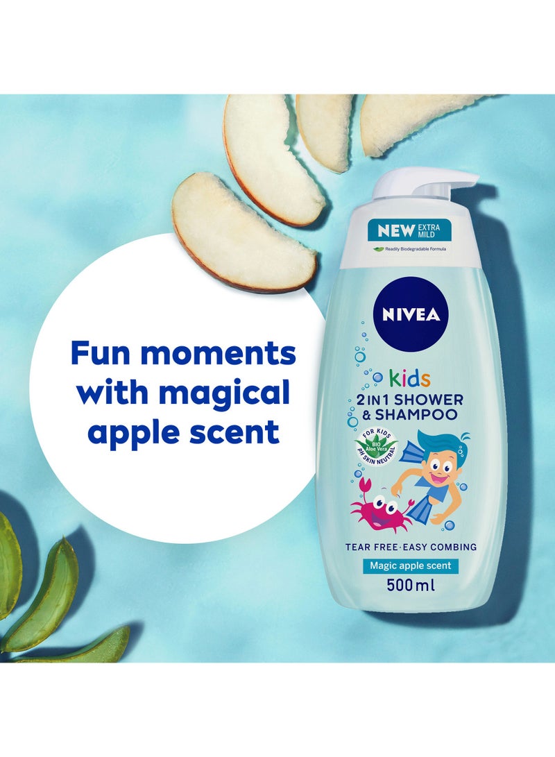Nivea Kids 3 In 1 Shower And Shampoo Bath Bio Aloe Vera Apple Scent - Image 5