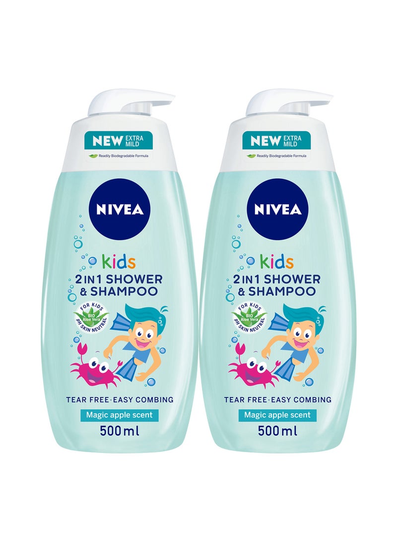 Nivea Kids 3 In 1 Shower And Shampoo Bath Bio Aloe Vera Apple Scent - Image 1