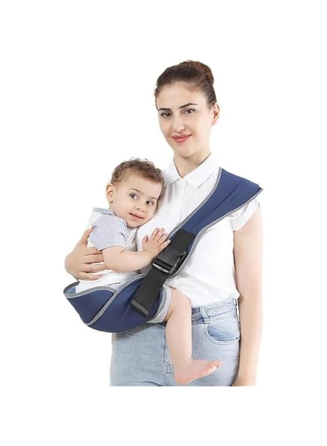 هوكور حاملة أطفال صغار، حاملة أطفال مريحة بحمالة أطفال مع حزام قابل للتعديل، بطانة ناعمة ومقعد على الورك مانع للانزلاق، مثالية للرضع والأطفال الصغار (7-66 رطلاً)، قطن ممتاز (أزرق) - Image 1