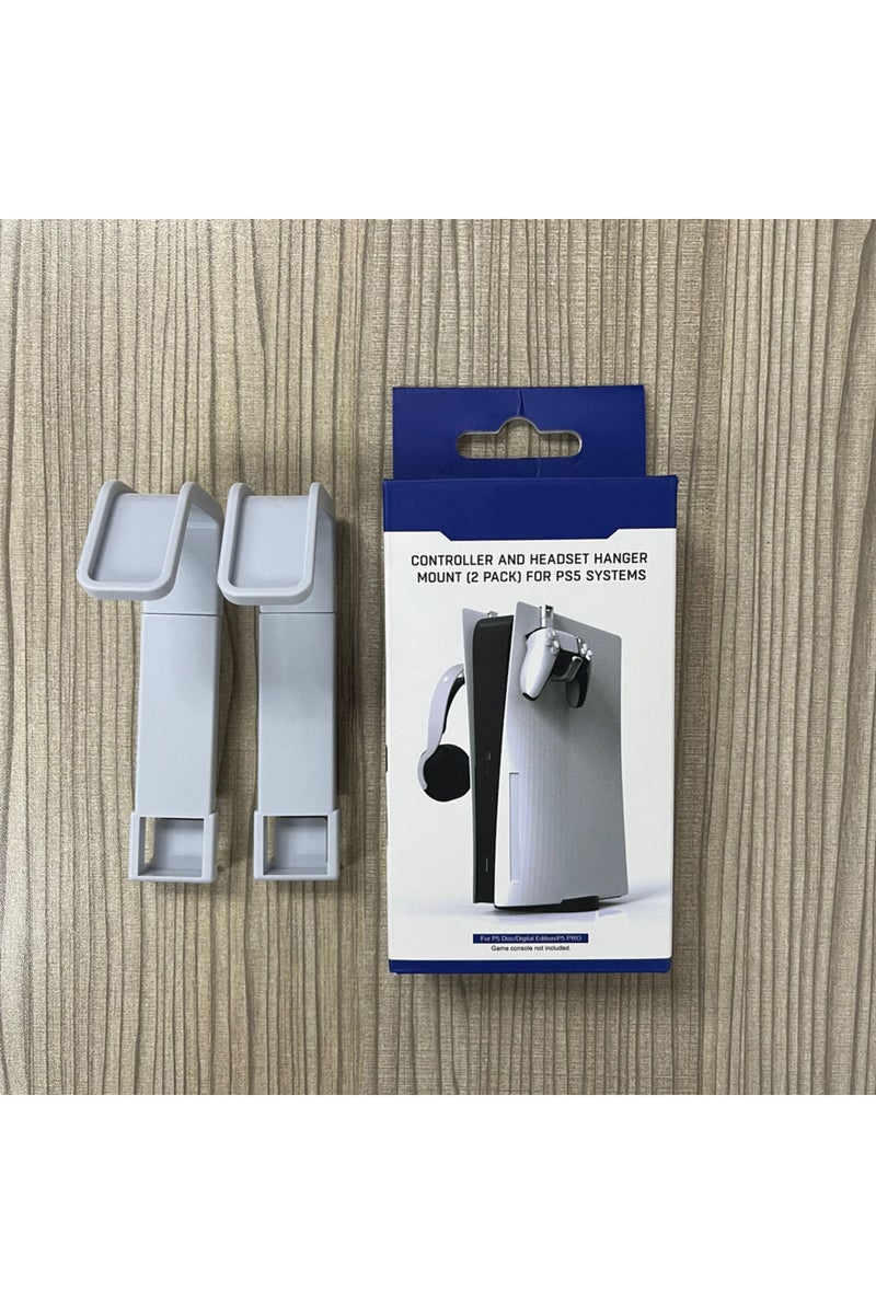 إيروريكس حامل سماعة رأس أبيض مكون من قطعتين لجهاز تحكم PS5/PS5 Slim، مناسب لسماعات الرأس الرقمية.