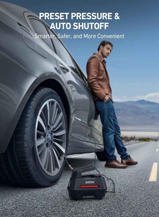 AstroAI Tire Inflator Portable Air Compressor Tire Air Pump for Car Tires - Car Accessories, 9.8Ft 12V DC-Powered Auto Pump with Digital Pressure Gauge, LED Light for Bicycle, Balloons, Orange - Image 4