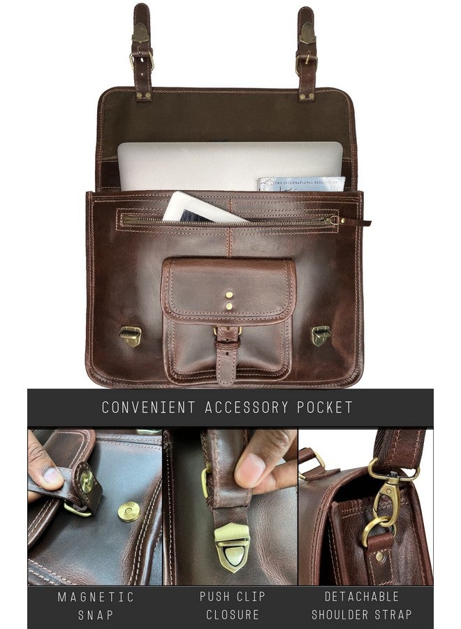 Rustic Town RUSTIC TOWN Leather Messenger Bag for Men - Full Grain Leather Briefcase Laptop Satchel Office Crossbody Travel Bag (16 Inch, Mulberry)  - Image 2