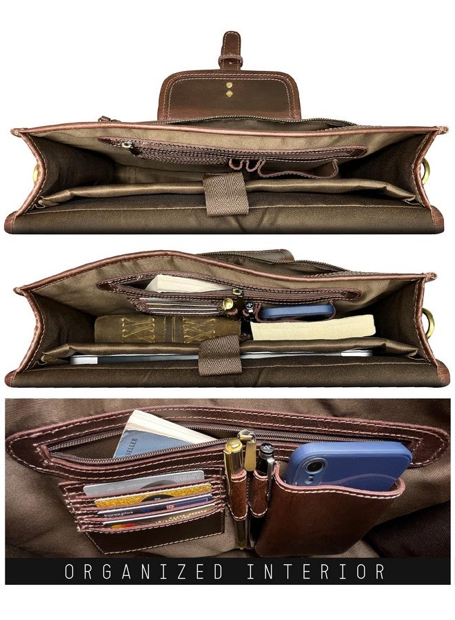 Rustic Town RUSTIC TOWN Leather Messenger Bag for Men - Full Grain Leather Briefcase Laptop Satchel Office Crossbody Travel Bag (16 Inch, Mulberry)  - Image 3