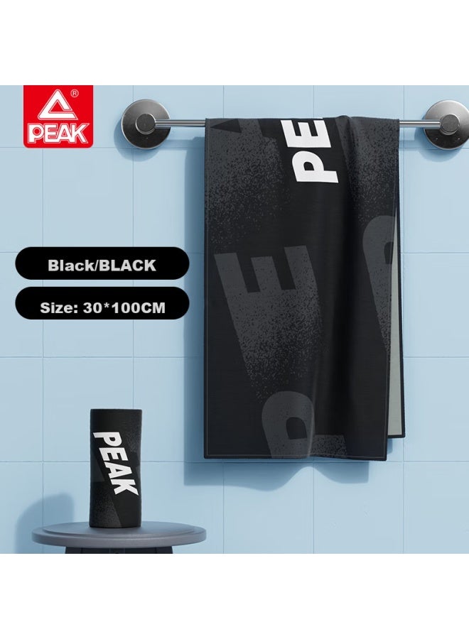 PEAK Peak Sports Towel, Sweat-absorbing, For Swimming, Fitness, Badminton, Heat Relief, Water-absorbing, For Face Washing And Bathing, Yhz4676, Black  - Image 2
