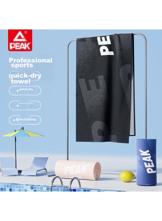 PEAK Peak Sports Towel, Sweat-absorbing, For Swimming, Fitness, Badminton, Heat Relief, Water-absorbing, For Face Washing And Bathing, Yhz4676, Black  - Image 1