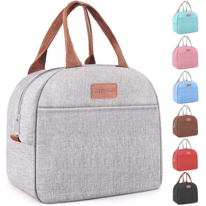 Easyfun Lunch Bag for Women & Men Adult Insulated Lunch Box, Small Leakproof Cooler Food Lunch Containers Reusable High Capacity Lunch Tote Bags for Work, Travel, Outdoor (Grey) - Image 1