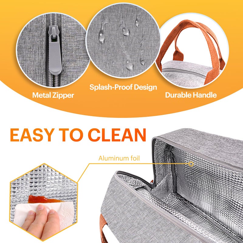 Easyfun Lunch Bag for Women & Men Adult Insulated Lunch Box, Small Leakproof Cooler Food Lunch Containers Reusable High Capacity Lunch Tote Bags for Work, Travel, Outdoor (Grey) - Image 4