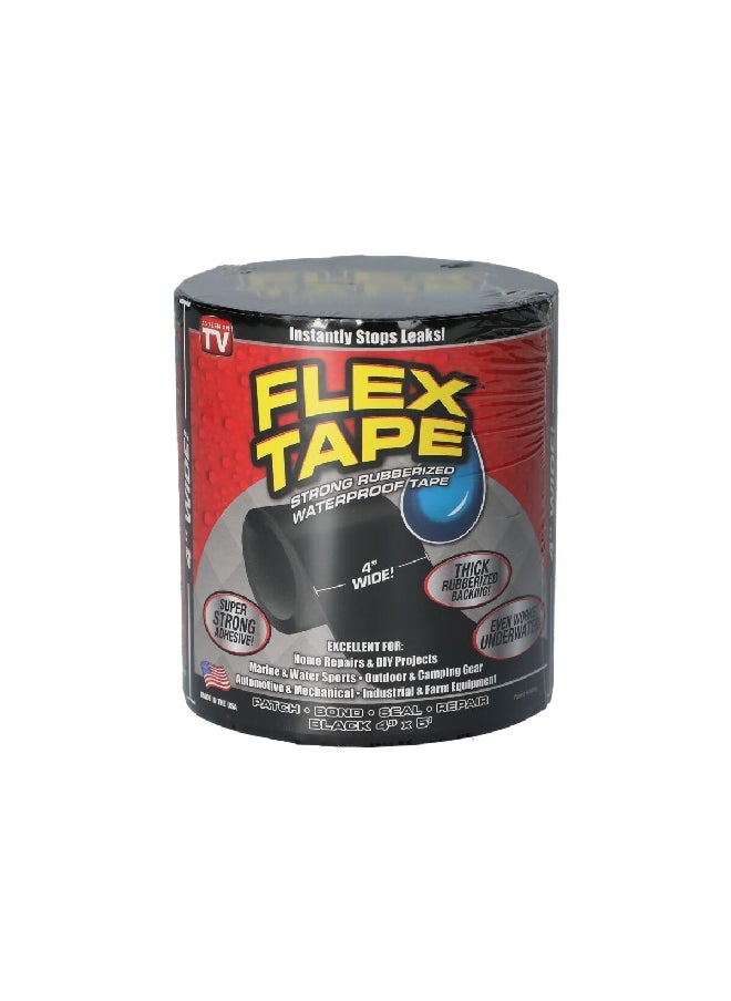 Flex Seal - Strong UV-Resistant Watertight Rubberized Waterproof Flex Tape Black 4 x 60 Inch TFSBLKR0405 - Image 1