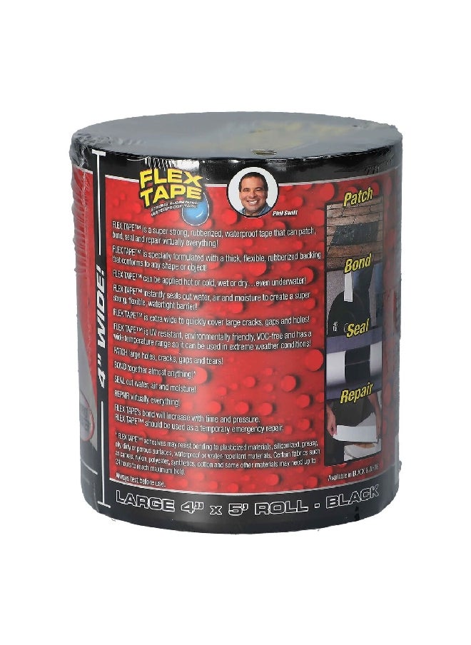 Flex Seal - Strong UV-Resistant Watertight Rubberized Waterproof Flex Tape Black 4 x 60 Inch TFSBLKR0405 - Image 1