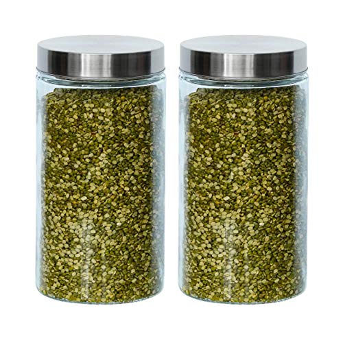 Femora Airtight Glass Jars 1500ml Pack of 2 | BPA Free & Food Grade | Rust-Free Stainless Steel Lid | 1 Year Lid Warranty | Kitchen Storage for Snacks, Masala, Spice, Pickle, Cookies - Image 1