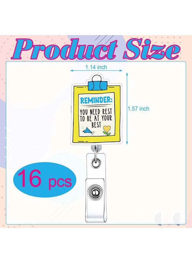 Ferreve 16 Pcs Badge Reel Holder Funny Badge Reels Retractable Mental Health Badge Reel Nurse Badge Clip Badge Reel Holder for Nursing Doctor Medical Office Worker Teacher Student Name Tag Card - Image 2