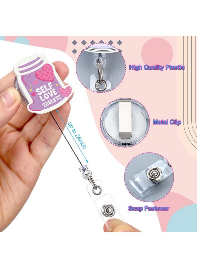 Ferreve 16 Pcs Badge Reel Holder Funny Badge Reels Retractable Mental Health Badge Reel Nurse Badge Clip Badge Reel Holder for Nursing Doctor Medical Office Worker Teacher Student Name Tag Card - Image 3