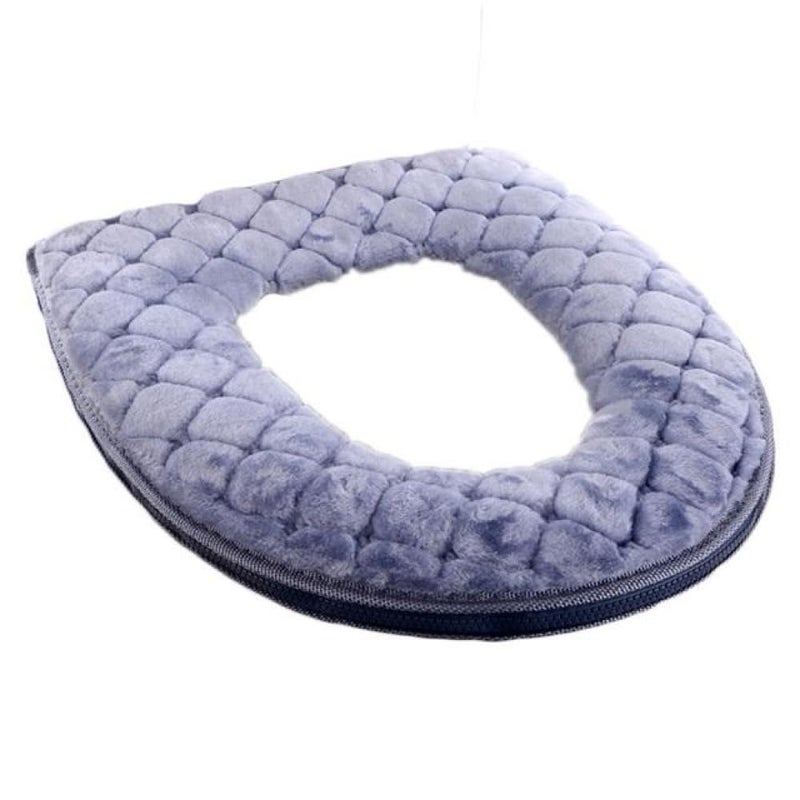 Soft Toilet Seat Cushion Washable and Comfortable Toilet Seat Cover Pads Reusable Thicker Warmer Cover Pads with Zipper Grey
