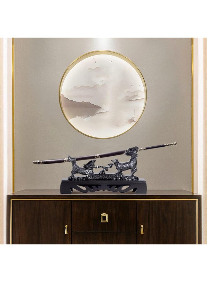 LAMAY Wooden Sword Rack, Black Chinese Dragon Shaped Sword Holder Crusader Samurai Sword Display Stand Knife Hanger Support Stand, for Katana Wakizashi Ninja Samurai Sword - Image 3