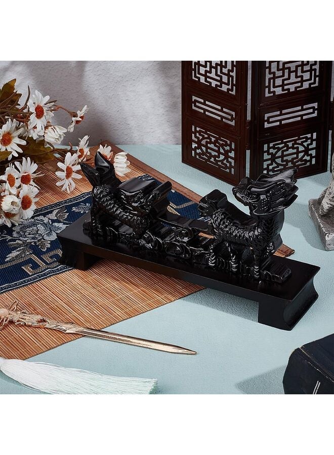 LAMAY Wooden Sword Rack, Black Chinese Dragon Shaped Sword Holder Crusader Samurai Sword Display Stand Knife Hanger Support Stand, for Katana Wakizashi Ninja Samurai Sword - Image 5