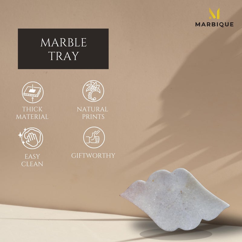 MARBIQUE Handcrafted Indian Marble Tray - Bathroom Vanity Tray, Jewelry Organizer, Decorative Serving Tray for Tea & Coffee | Home Décor & Storage | Elegant Housewarming & Wedding Gift 26 * 15 cm - Image 4