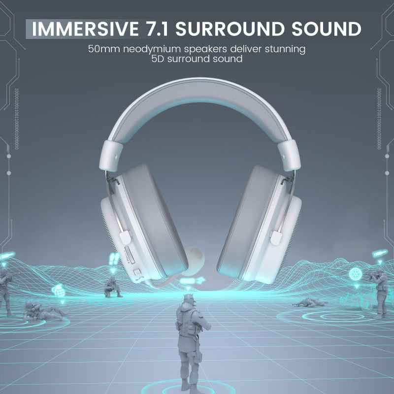 EKSA USB Gaming Headset for PC, Computer Headphones with Detachable Noise Cancelling Microphone, 7.1 Surround Sound, 50MM Driver, Wired Headset with Mic for PS4/PS5, Xbox One, Laptop, Work - Image 2