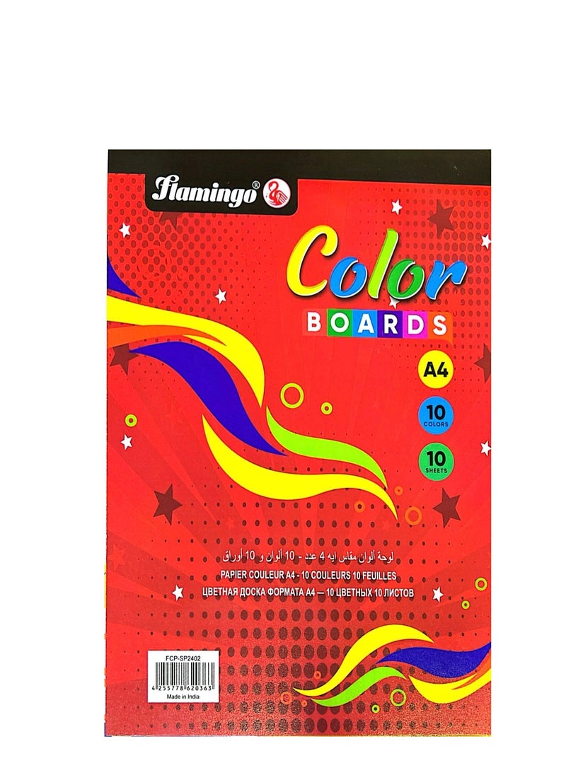 FLAMINGO - Printing Papers for Arts and Crafts Projects (10 Sheets, A4, Rainbow COLOR ) Big and Thick Craft paper for Drawing, Painting, Art, DIY(multi-colors 180 gram) - Image 1