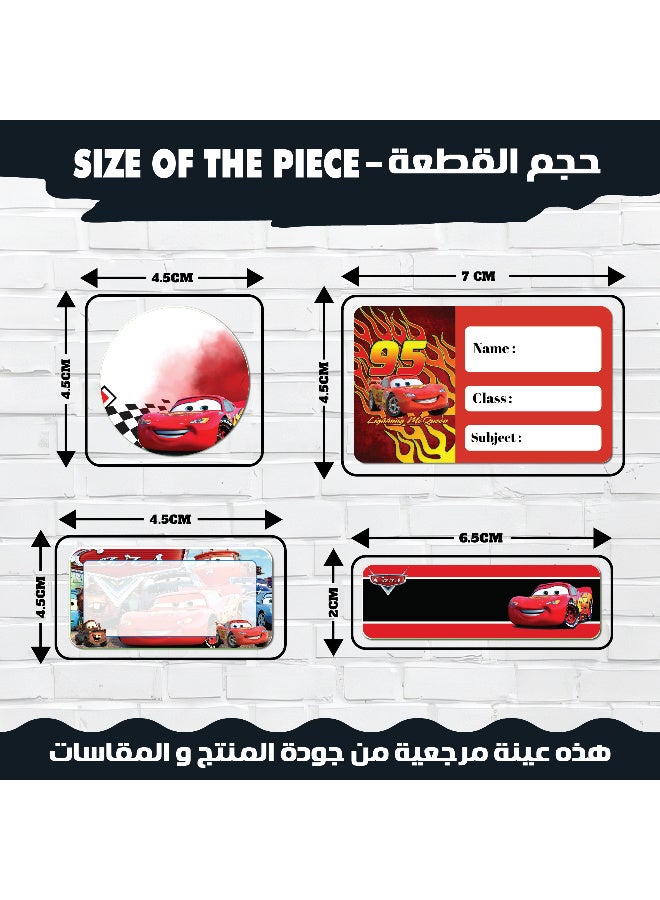 ستيكر لمستلزمات الاطفال المدرسية مكون من 49 قطعة من الملصقات الكرتونية برق بنزين المفضله لديهم, مضاد للماء, لكتابة اسم الطفل علي الأدوات المدرسية, مثالية لتغليف السبلايز الدفاتر، الأقلام، الزجاجات، العلب وغيرها الحل المثالي للحفاظ على أدوات طفلك من الضياع في المدرس, ملصق, قابل للغسل, لايترك اثر  - Image 3