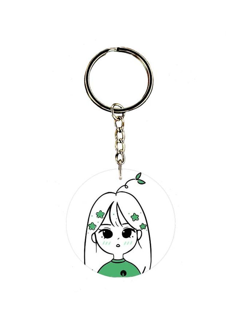 The Girl Printed Double Sided Keychain