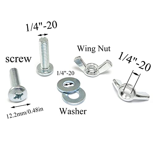 Pro Bamboo Kitchen 10Sets Screw Bolts with Wing Nut Zinc Plated Carbon Steel Mounting Hardware Fitting Fastenings:1/4"-20 Hand Tighten Wing Nuts,1/4"-20x1" Phillips Head Screw Bolt with Washers - Image 2